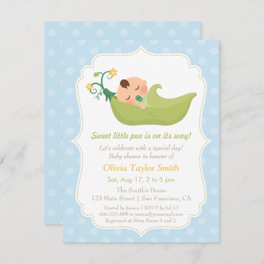 Zoete erwten in een pod Baby Boy Shower-uitvinding Kaart (Voorkant / Achterkant)