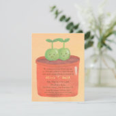 Zoete erwten in een pot tweeling babyshower uitnod kaart (Staand voorkant)