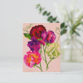 zoete erwten in paars en roze briefkaart (Staand voorkant)