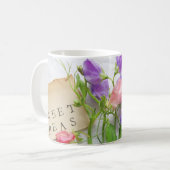 Zoete erwten met woorden koffiemok (Voorkant links)