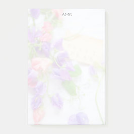 Zoete erwten op het weefsel van de oogjes verdwijn post-it® notes