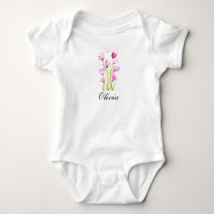 Zoete erwten waterverf bloemig meisjes baby body romper