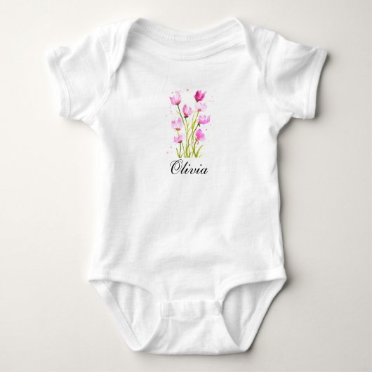 Zoete erwten waterverf bloemige baby bodysuit voor (Voorkant)