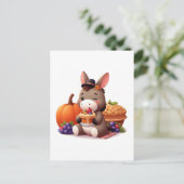 Zoete ezel eet Thanksgiving taart Briefkaart (Staand voorkant)