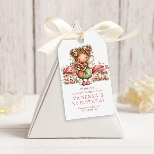 Zoete Fee 3e Verjaardag Bloem Roze Favor Geschenk Cadeaulabel