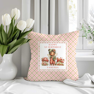 Zoete Fee Roze Bloemen Verjaardag Kussen