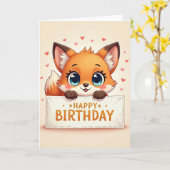 Zoete Fennec Blauwe Ogen Kaart (Gele Bloem)