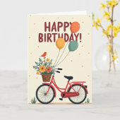 Zoete Fiets Verjaardagskaart Kaart (Gele Bloem)