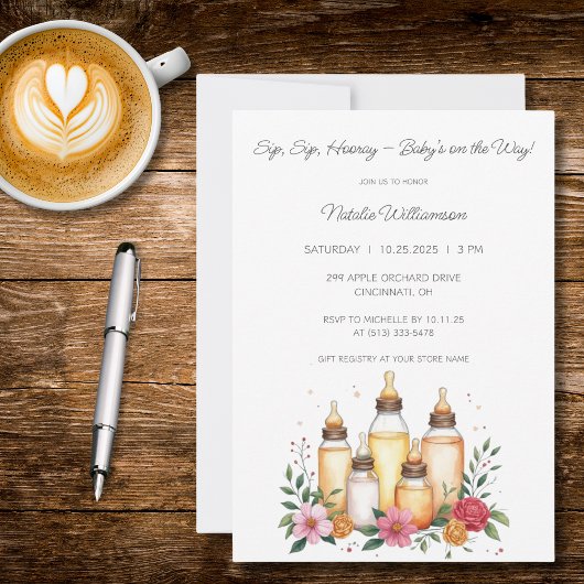Zoete Flessen Baby Shower Kaart