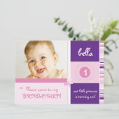 ZOETE FOTO VERJAARDAG UITNODIGT :: Grace 3L Kaart (Staand voorkant)