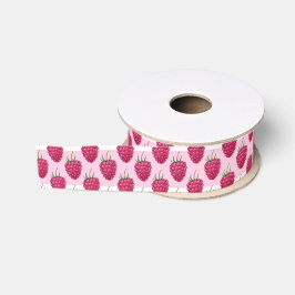 Zoete frambozen Waterverf Handbeschilderd Grosgrain Lint