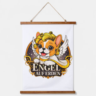 Zoete Franse puppy als een Christuskind Hangend Wandkleed