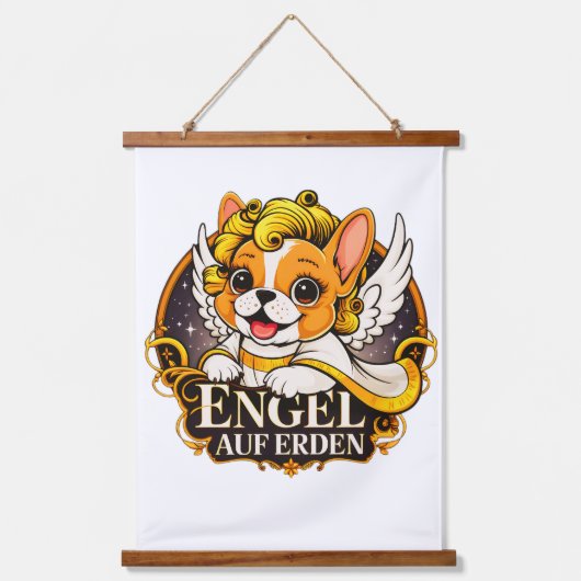 Zoete Franse puppy als een Christuskind Hangend Wandkleed (Voorkant)