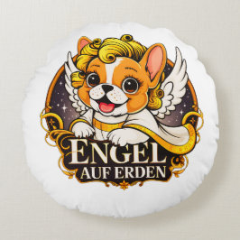 Zoete Franse puppy als een Christuskind Rond Kussen