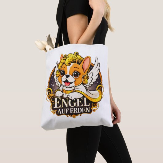 Zoete Franse puppy als een Christuskind Tote Bag (Dichtbij)
