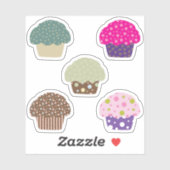 Zoete Frosting Cupcake Illustratie Patroon Ontwerp Sticker (Vel)