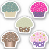 Zoete Frosting Cupcake Illustratie Patroon Ontwerp Sticker (Voorkant)