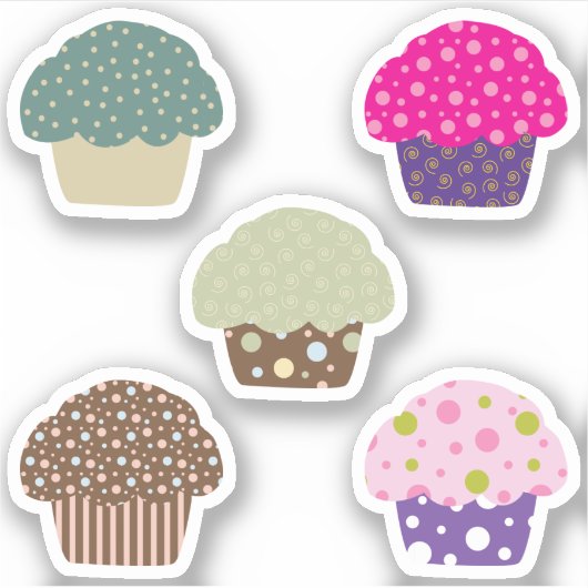 Zoete Frosting Cupcake Illustratie Patroon Ontwerp Sticker (Voorkant)