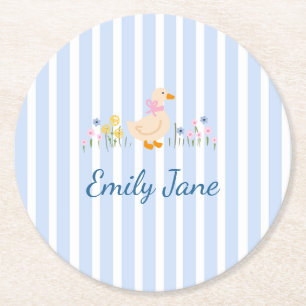 Zoete Gans Wilde Bloem Baby Shower Doopfeest Ronde Kartonnen Onderzetter