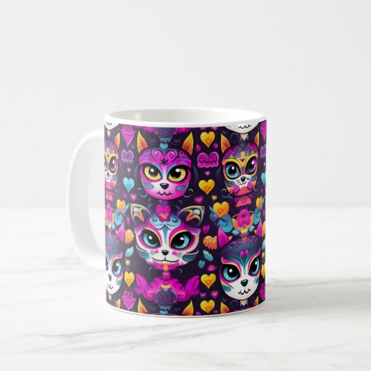 😻 Zoete Gatos de Muertos Fiesta Koffiemok (Voorkant links)