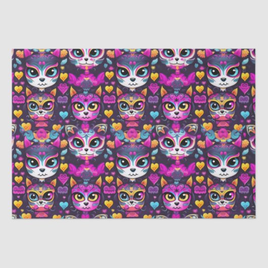 😻 Zoete Gatos de Muertos Fiesta Tissuepapier (Voorkant)