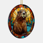 Zoete Gebrandschilderde Bever Keramisch Ornament (Rechts)
