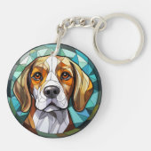 Zoete Gebrandschilderde Glas Beagle Hound Hond Sleutelhanger (Achterkant)