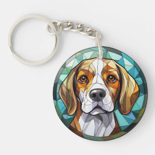 Zoete Gebrandschilderde Glas Beagle Hound Hond Sleutelhanger