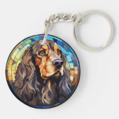 Zoete Gebrandschilderde Glazen Cocker Spaniel Hond Sleutelhanger (Achterkant)