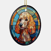 Zoete Gebrandschilderde Hond Poodle Keramisch Ornament (Rechts)