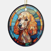 Zoete Gebrandschilderde Hond Poodle Keramisch Ornament (Links)