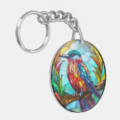 Zoete Gebrandschilderde IJsvogel Vogel Sleutelhanger (Voorkant Links)