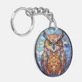 Zoete Gebrandschilderde Uil Sleutelhanger (Voorkant Links)