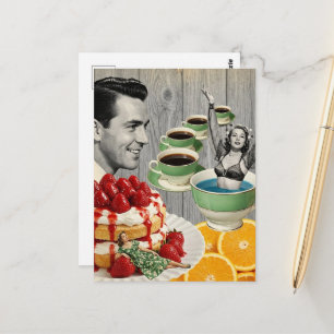Zoete Gedachten Surreal Collage Man Denkt aan Vrou Briefkaart