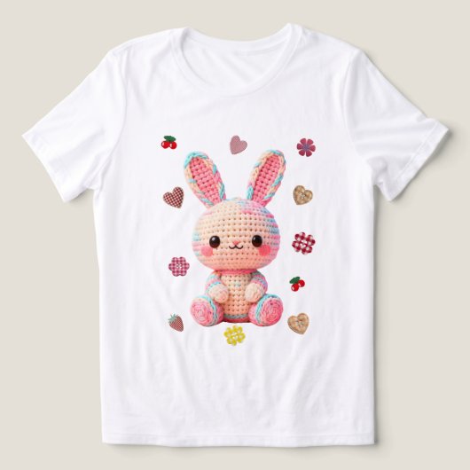 Zoete Gehaakte Konijn Tri-Blend Shirt (Design voorkant)