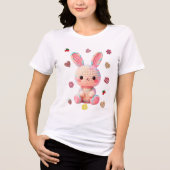 Zoete Gehaakte Konijn Tri-Blend Shirt (Voorkant)