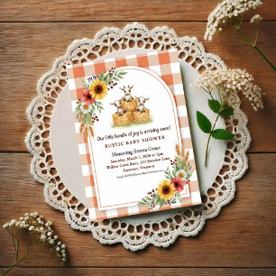 Zoete Geitenhooibaal Gingham Baby Shower Briefkaart