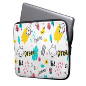 Zoete gekleurde hand getekend laptop sleeve (Voorkant Links)