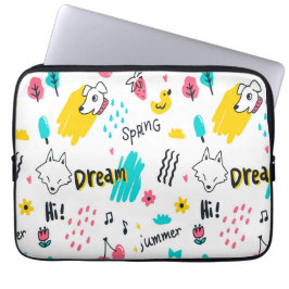 Zoete gekleurde hand getekend laptop sleeve