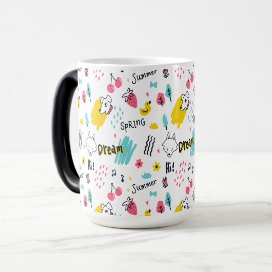 Zoete gekleurde hand getekend magische mok (Voorkant links)