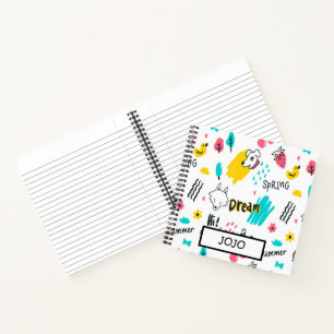 Zoete gekleurde hand getekend notitieboek