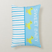 Zoete Gele Eendjes Blauw Witte Strepen Accent Kussen (Voorkant(Verticaal))