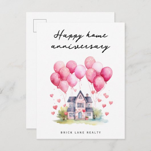 Zoete Gelukkige Thuisjubileum Vastgoed Ansichtkaar Briefkaart (Voorkant / Achterkant)