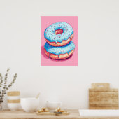 Zoete gelukzaligheid: Blauwe Frosted Donuts Poster (Keuken)