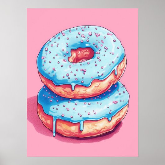 Zoete gelukzaligheid: Blauwe Frosted Donuts Poster (Voorkant)