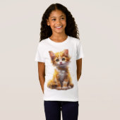 Zoete gember en witte patchwork kitten charme t-shirt (Voorkant volledig)