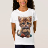 Zoete gember en witte patchwork kitten charme t-shirt (Voorkant)