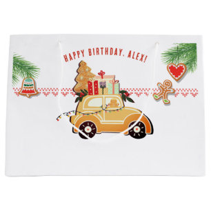Zoete Gemberkoek Auto Feestelijke Kerst Verjaardag Groot Cadeauzakje