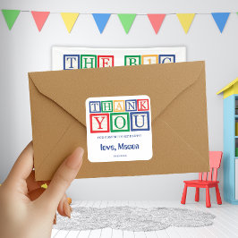 Zoete gepersonaliseerde houten blokken bedankje vierkante sticker