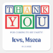 Zoete gepersonaliseerde houten blokken bedankje vierkante sticker (Voorkant)